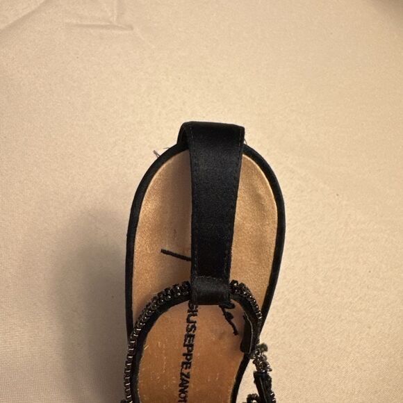 Rare Y2K Giuseppe Zanotti Vicini Black Satin Rhinestone Ankle Strap Heels Italy - Picture 15 of 15